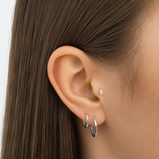 Cherelle Radiant Threadless Cartilage Stud - Silver