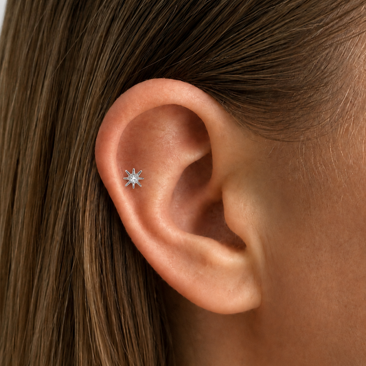Cherelle Celestial Threadless Cartilage Stud - Silver