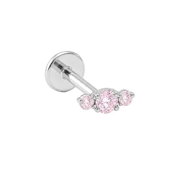 Silver Blush Trilogy Threadless Cartilage Stud