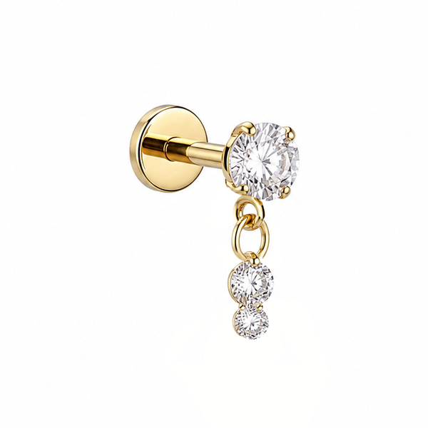 Cherelle Aurora Drop Threadless Cartilage Stud - Gold