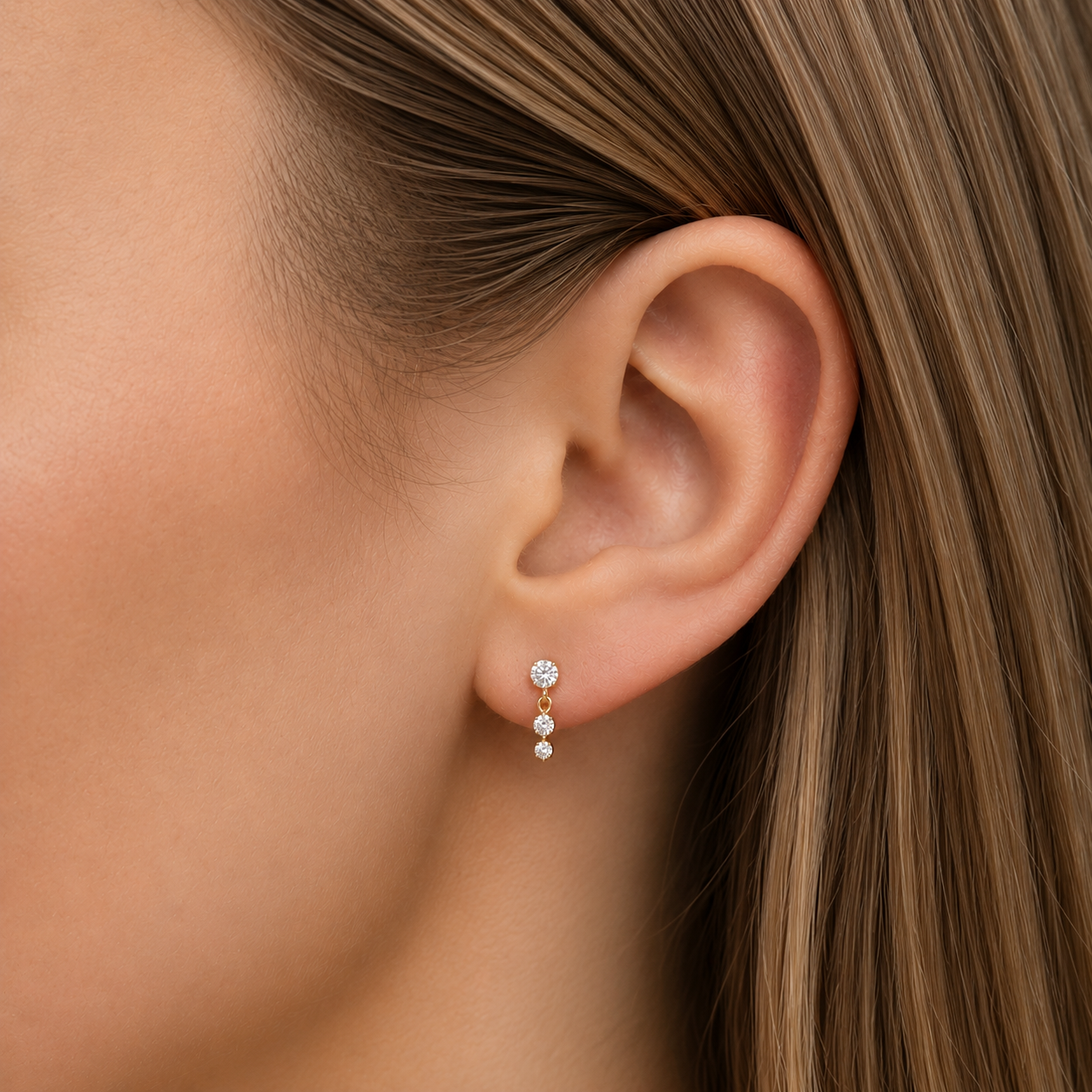 Cherelle Aurora Drop Threadless Cartilage Stud - Gold
