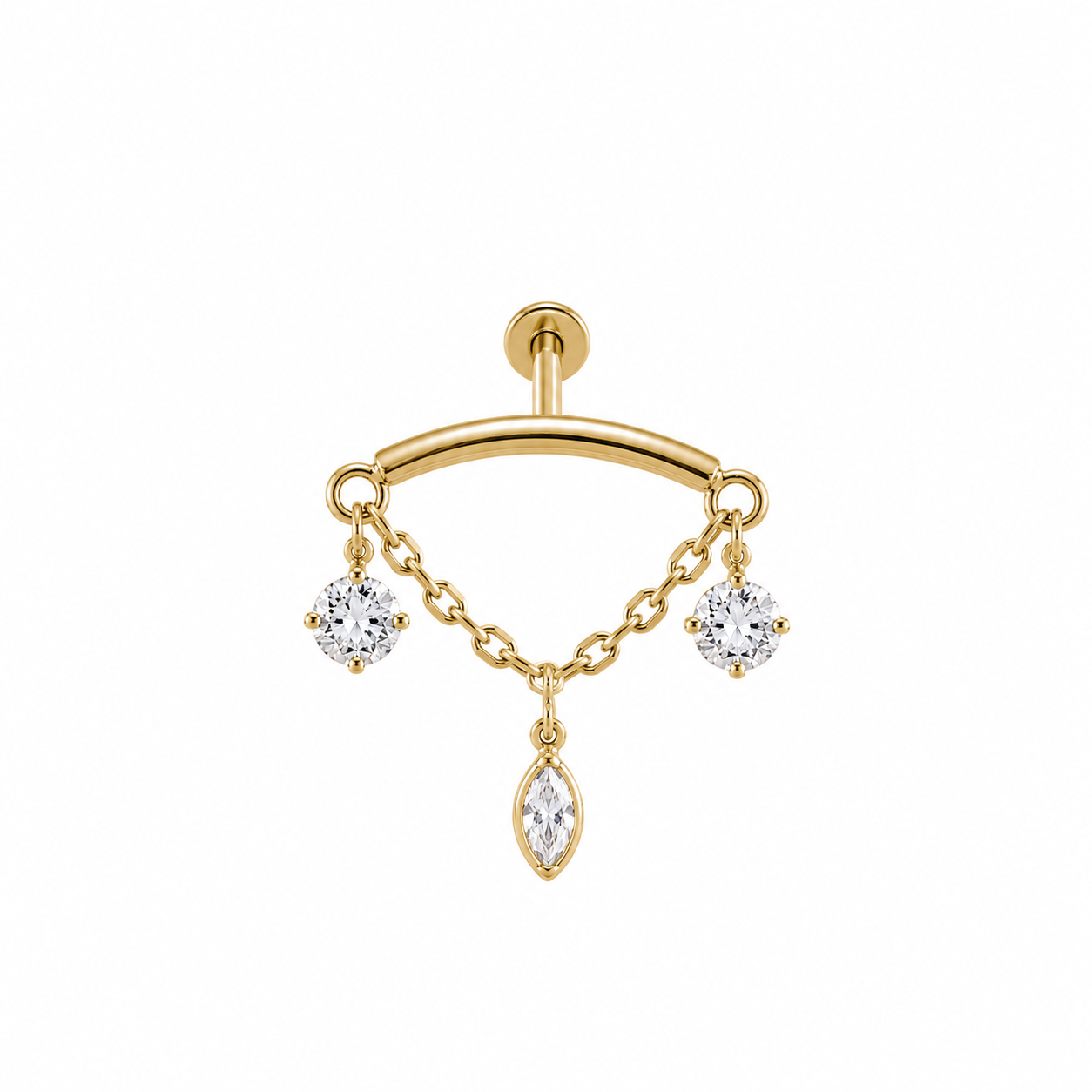 Cherelle Selene Droplet Threadless Cartilage Stud - Gold 