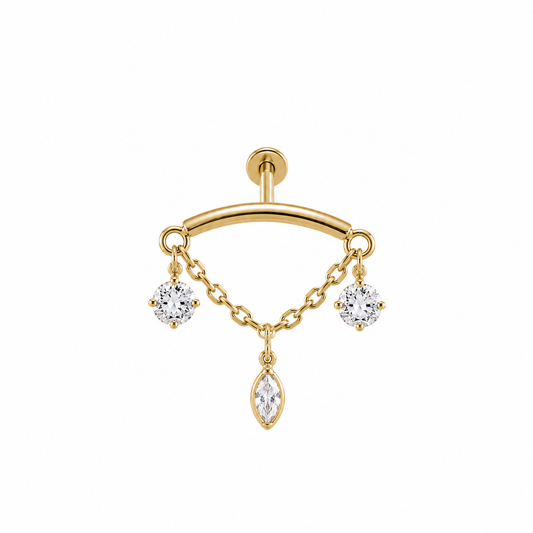 Cherelle Selene Droplet Threadless Cartilage Stud - Gold 