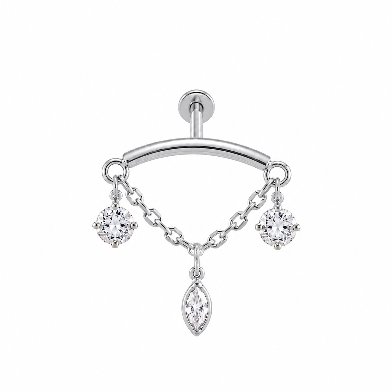 Cherelle Selene Droplet Threadless Cartilage Stud - Silver