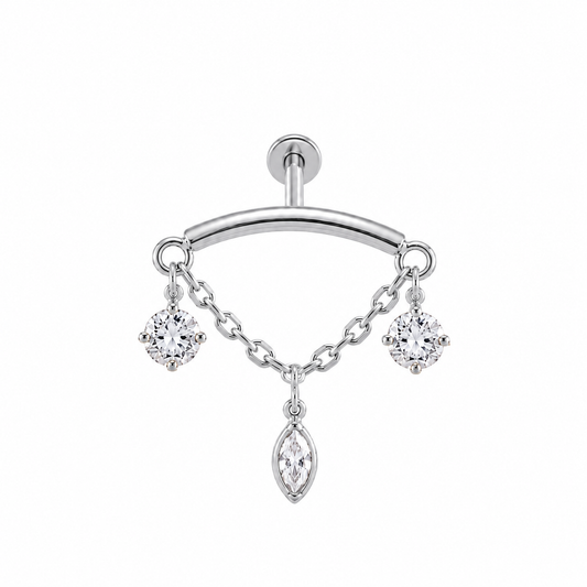 Cherelle Selene Droplet Threadless Cartilage Stud - Silver