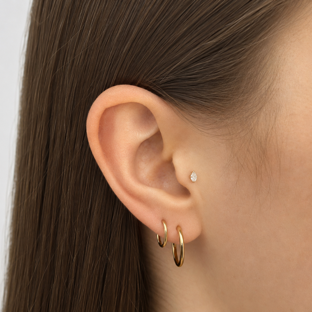 Cherelle Radiant Threadless Cartilage Stud - Gold
