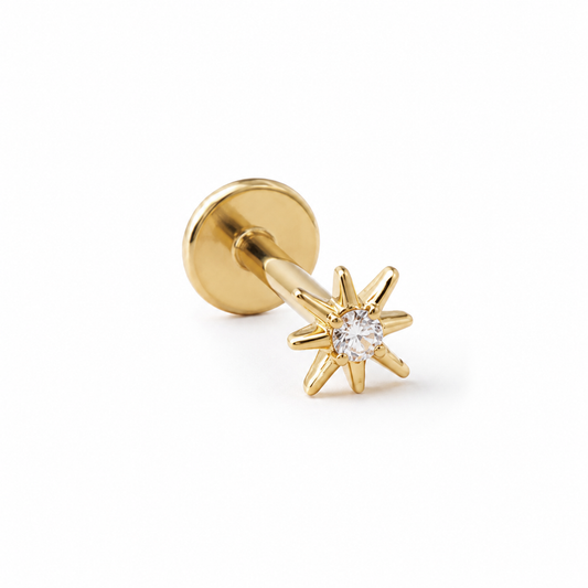 Cherelle Celestial Threadless Cartilage Stud - Gold