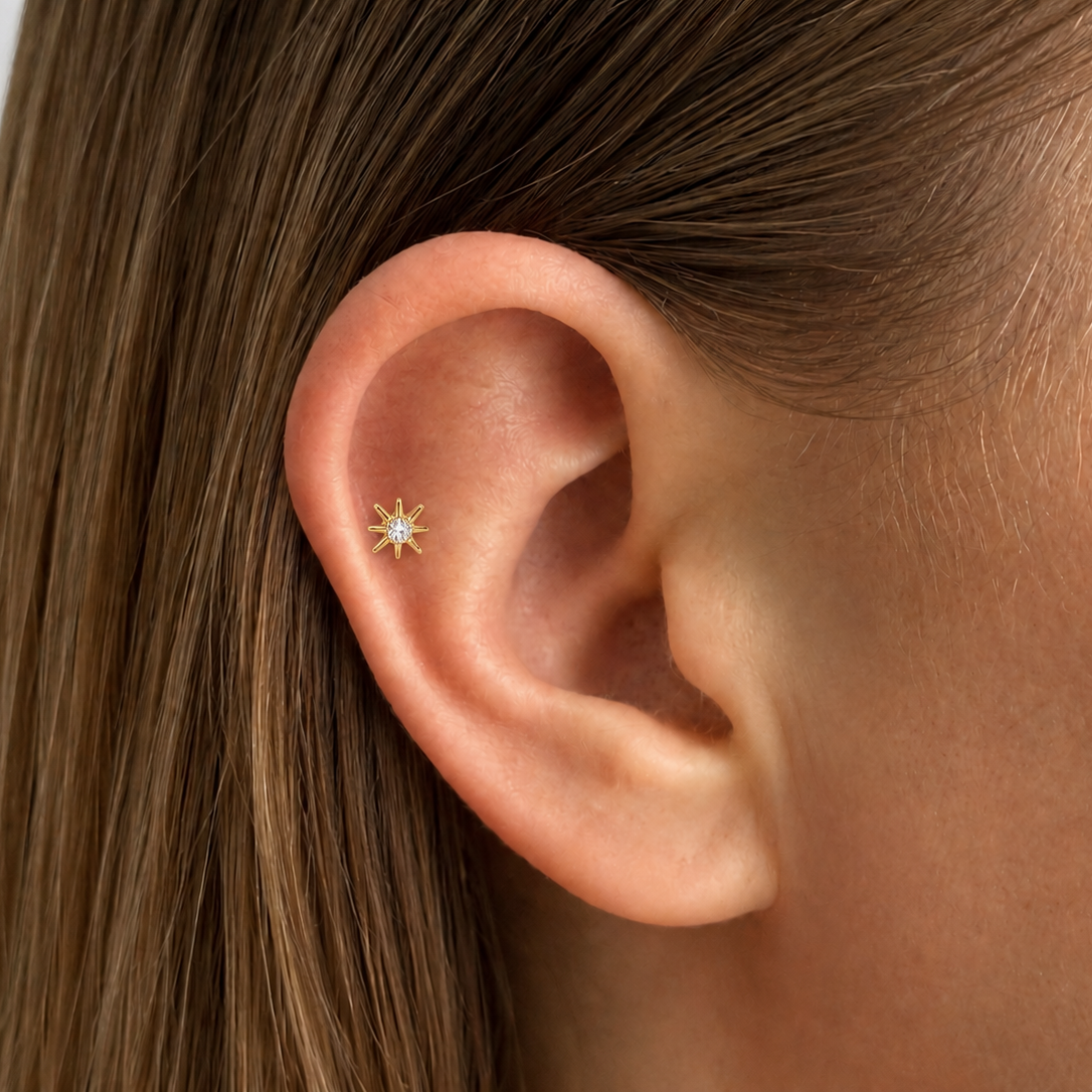 Cherelle Celestial Threadless Cartilage Stud - Gold
