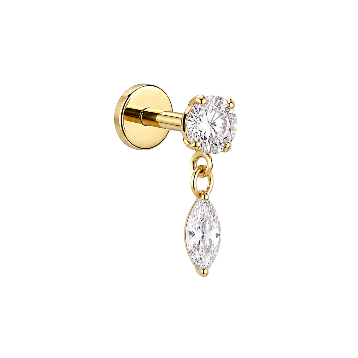 Cherelle Marquise Droplet Threadless Cartilage Stud - Gold