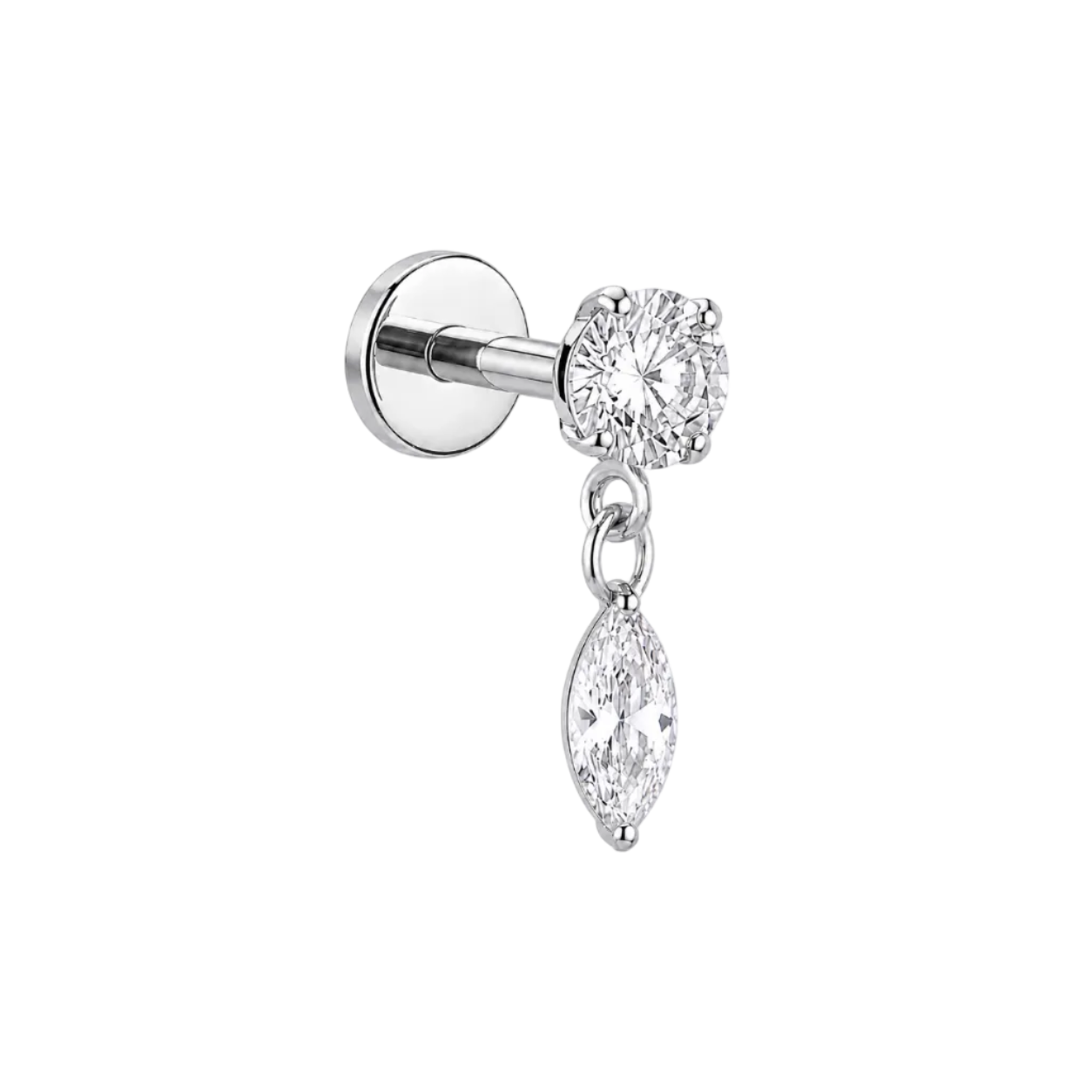 Cherelle Marquise Droplet Threadless Cartilage Stud - Silver